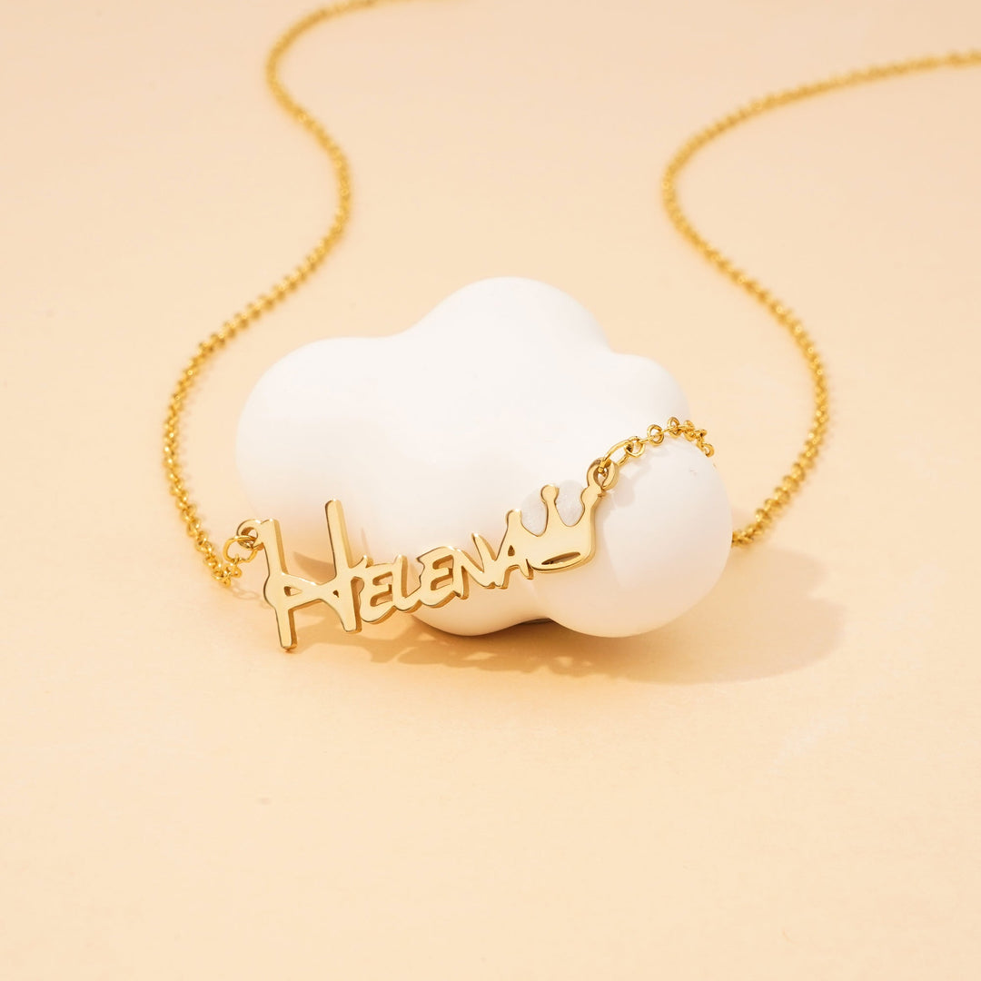 Personalized Crown Baby Name Necklace