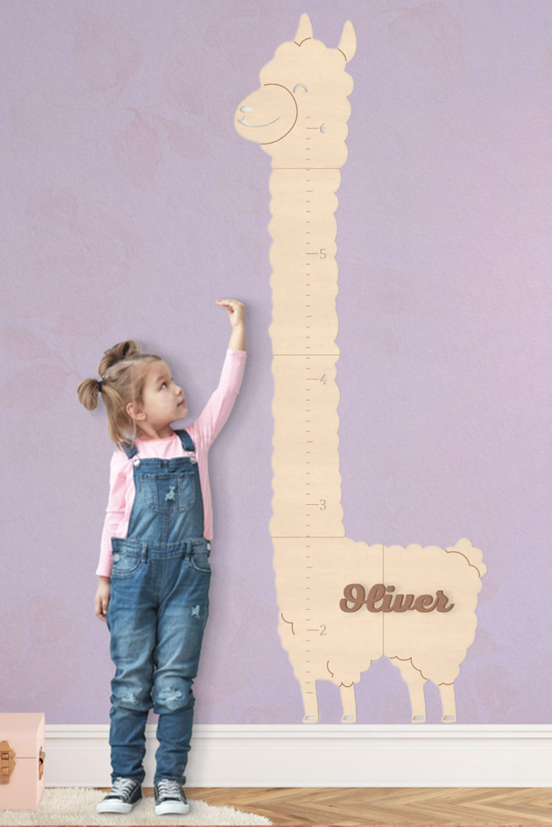 Personalized Wooden Alpaca Growth Chart Kids Room Decor – nameingift