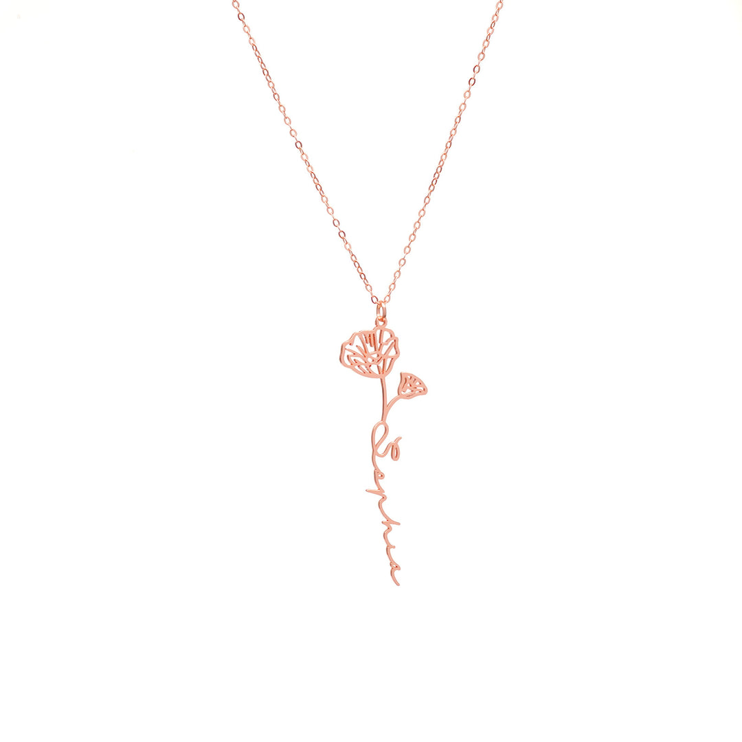 Personalized Birth Flower Name Necklace