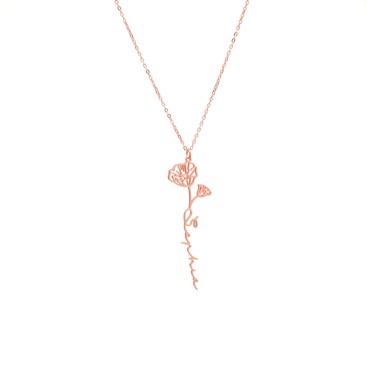 Personalized Birth Flower Name Necklace