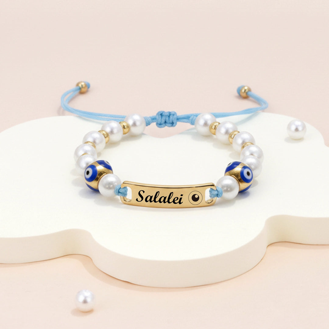 Personalized Evil Eye Baby Bracelet – Custom Handwoven Birth Keepsake for Newborns & Infants