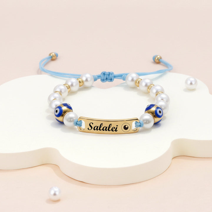 Personalized Evil Eye Baby Bracelet – Custom Handwoven Birth Keepsake for Newborns & Infants