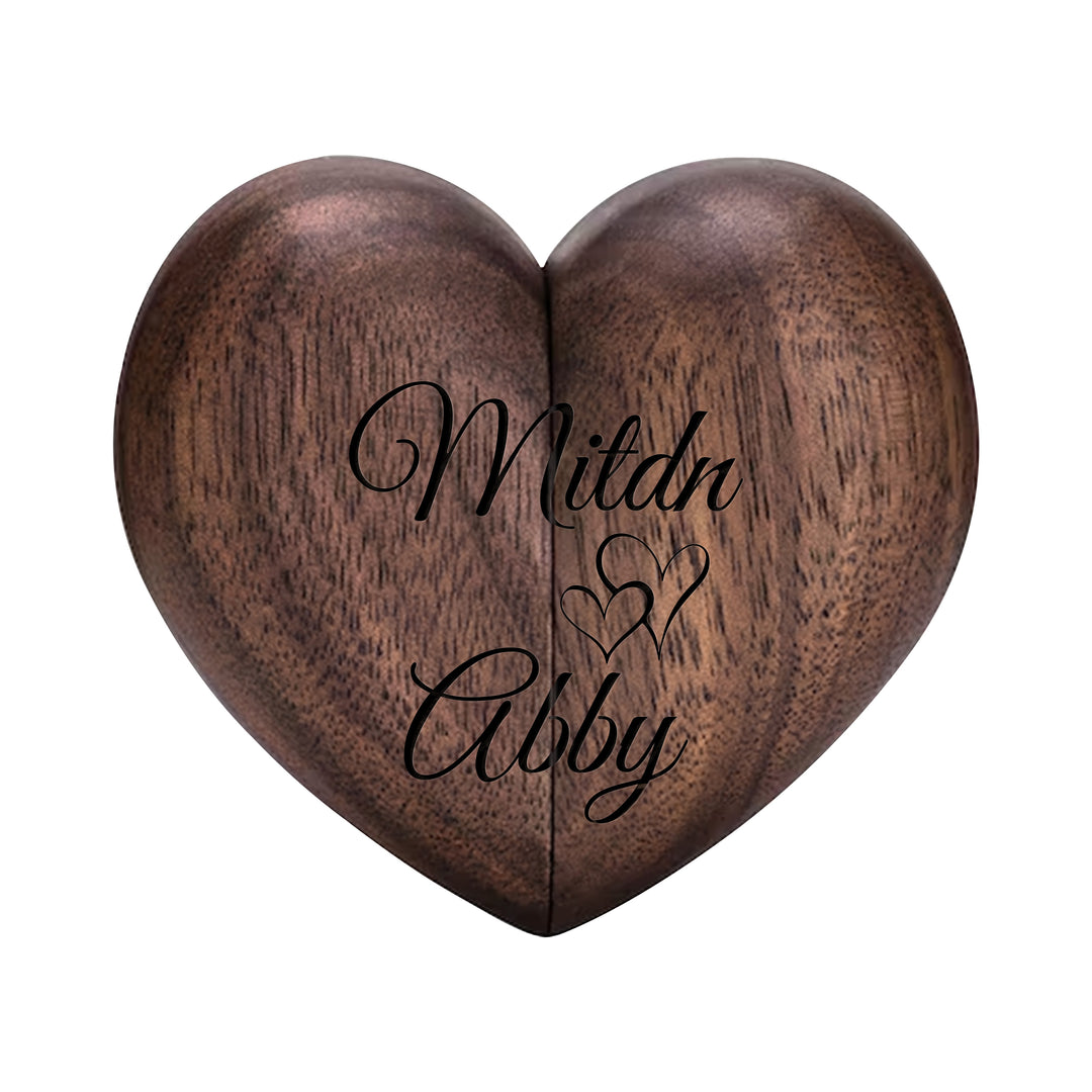 Personalized Wooden Ring Box & Gift Couples With Engraved Birth Flowers On The Back
