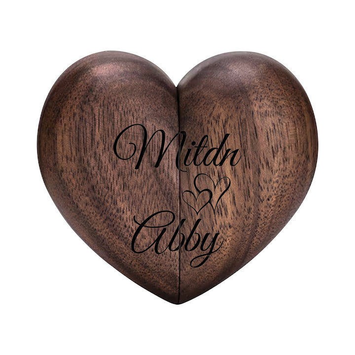 Personalized Wooden Ring Box & Gift Couples With Engraved Birth Flowers On The Back