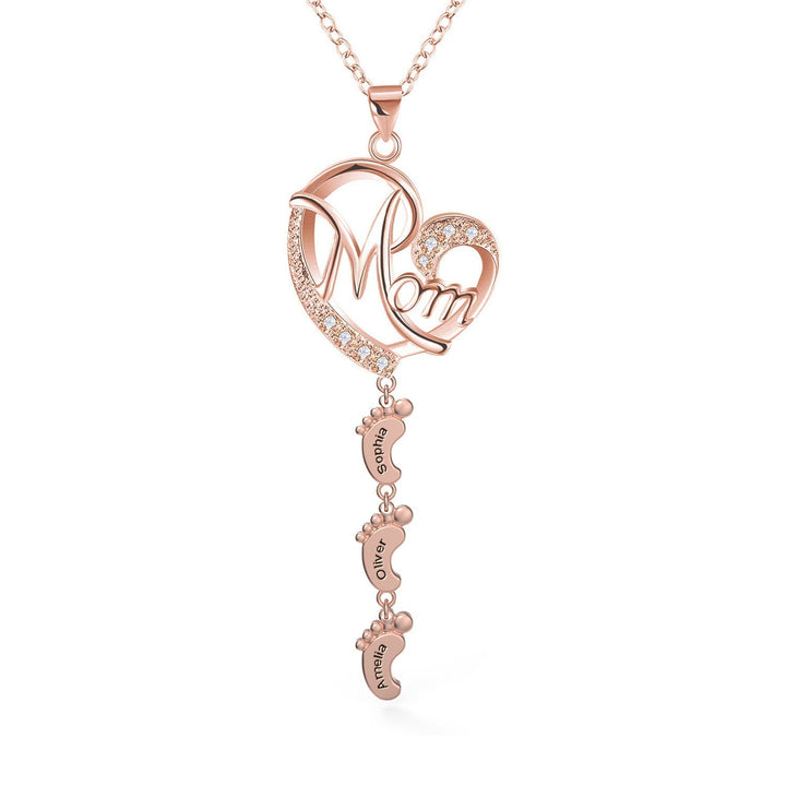 Persenalized S925 Mother's Day Necklace with Feet