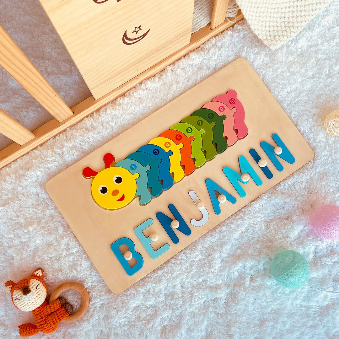 Personalized Wooden Animals Name Puzzle Stacking Puzzle