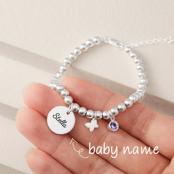 Personalized Round Pendant Bracelet With Birthday Stone