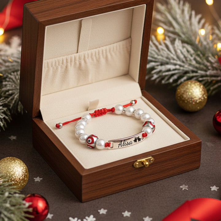 Personalized Evil Eye Baby Bracelet – Custom Handwoven Birth Keepsake for Newborns & Infants