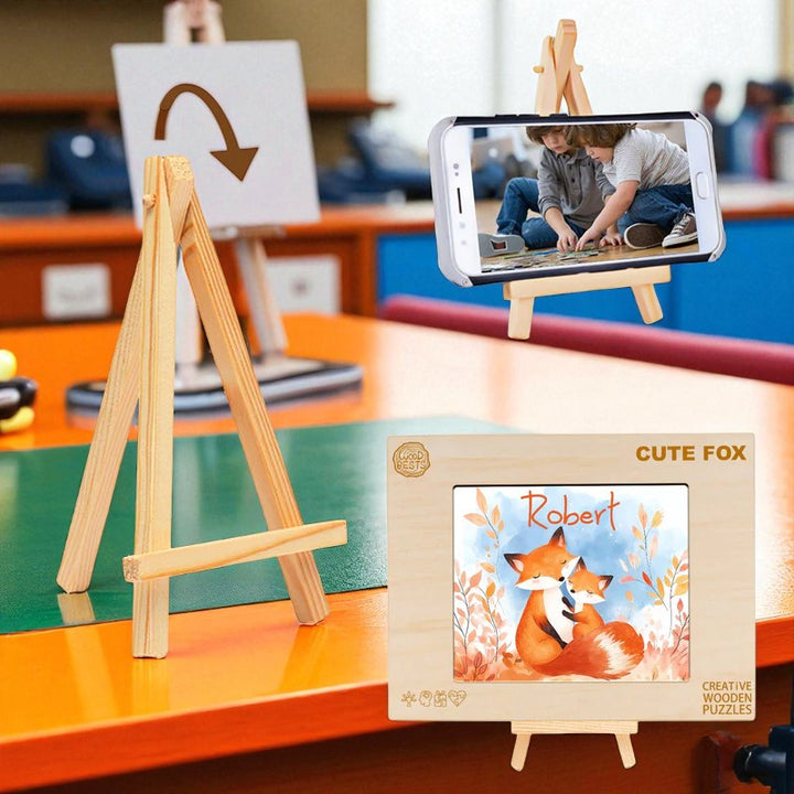 Personalized Autumn Fox Name Puzzle – Fall-Themed Wooden Puzzle for Toddlers