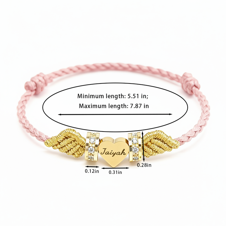 Personalized Angel Wing Parent-Child Bracelet – Custom Handwoven Birth Keepsake