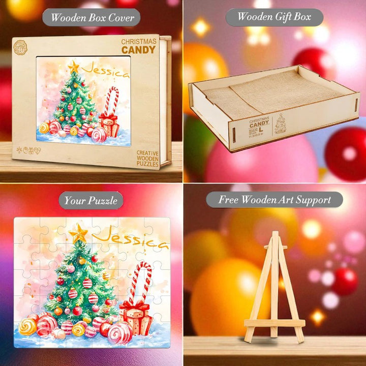 Personalized Christmas Name Puzzle – Holiday Wooden Puzzle Gift for Kids