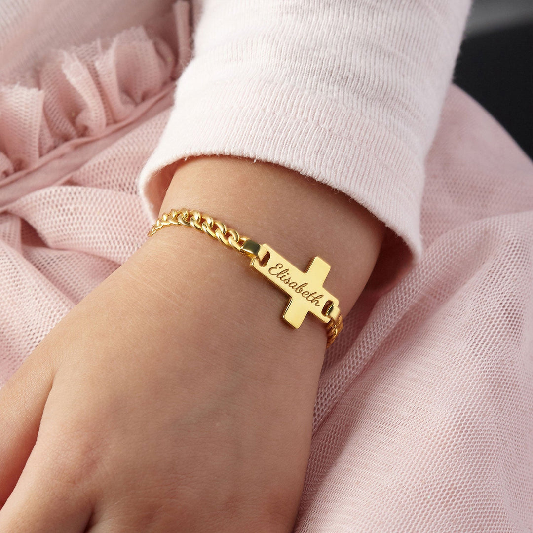 Personalized Children's Name Cross Bracelet