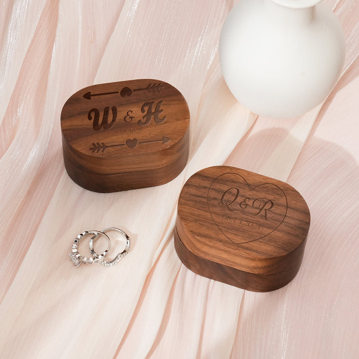 Personalized Oval Wooden Ring Box