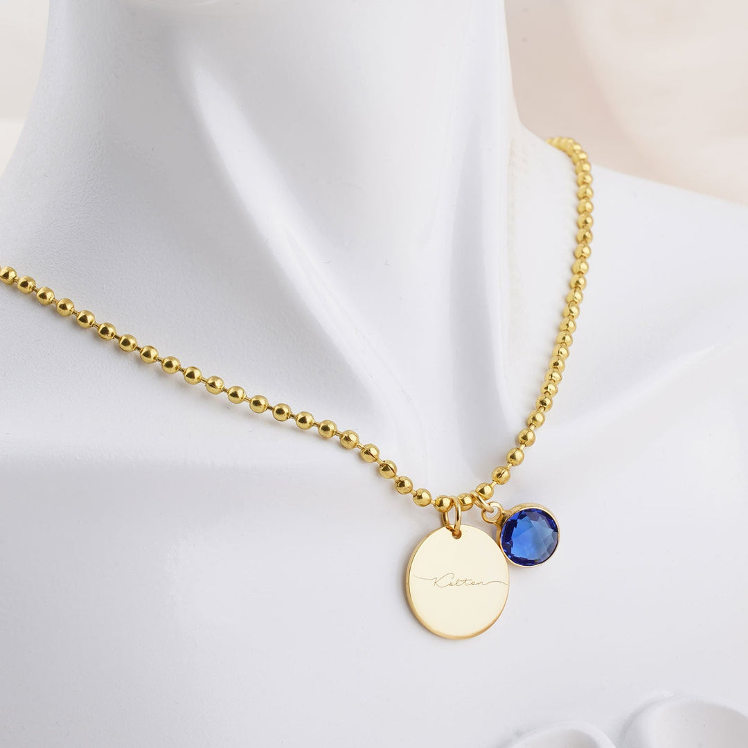 Personalized Childrens Birthstone Engravable Necklace