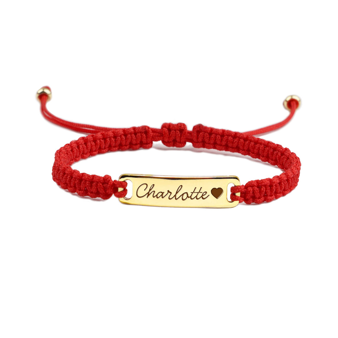 Personalized Handmade Braided Cord Child ID Bracelet