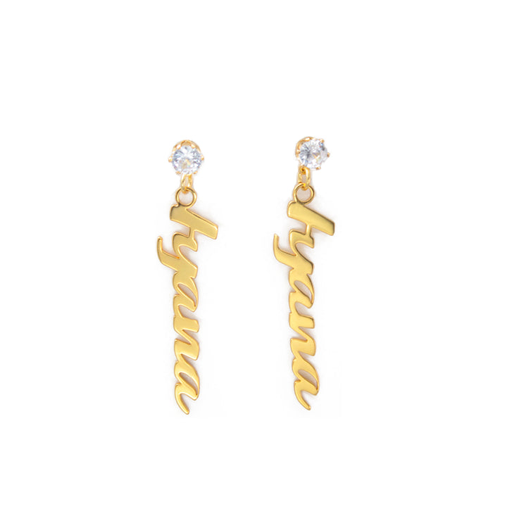 Custom Letter Zircon Earrings – 48MM Lightweight Design in Gold, Rose Gold & Silver