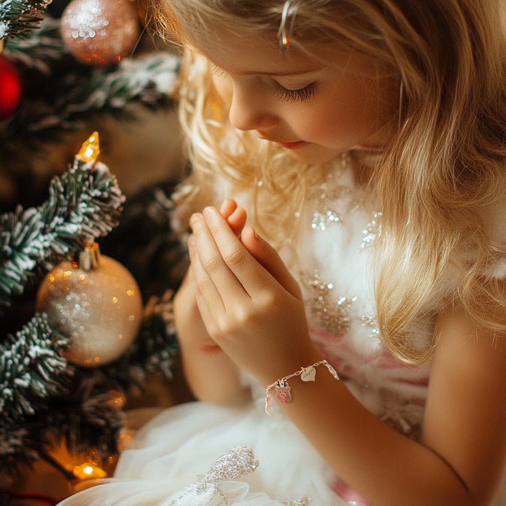 Personalized Heart-Shaped Christmas Charm Children's Bracelet