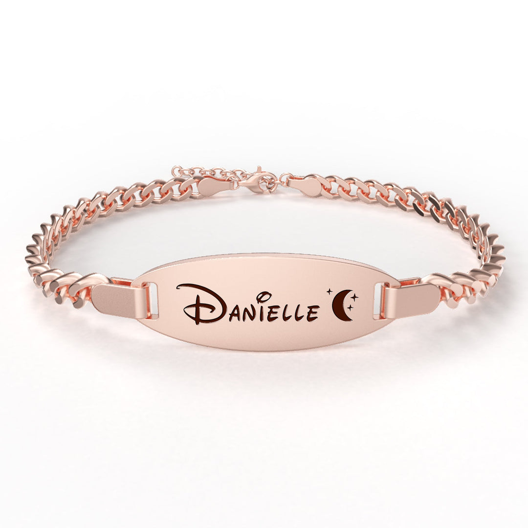 Personalized Oval Name Bracelet – Engravable Baby Keepsake with Birthstone