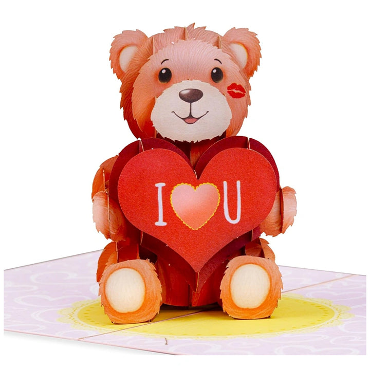 3D Teddy Bear Pop Up Card – Romantic Greeting Card for Valentine’s Day, Birthday, Mother’s Day & Anniversary