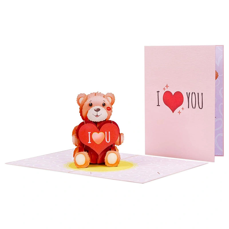 3D Teddy Bear Pop Up Card – Romantic Greeting Card for Valentine’s Day, Birthday, Mother’s Day & Anniversary