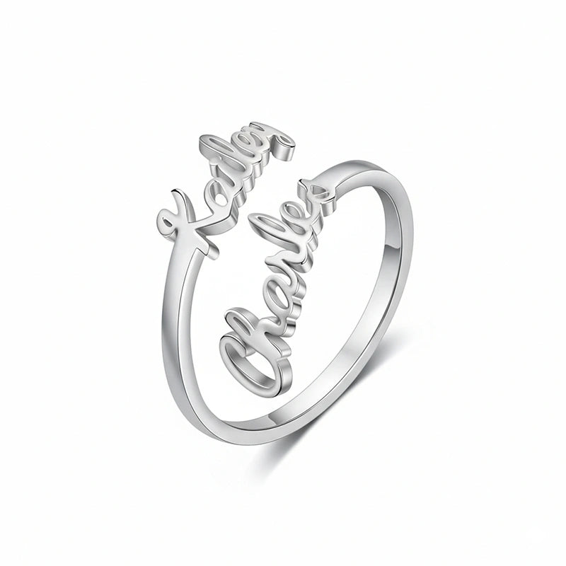 Anel de coração vazado com nome gravado personalizado – Presente personalizado para casais