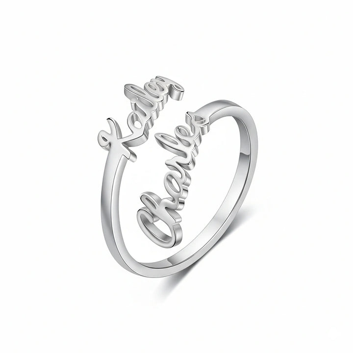 Anel de coração vazado com nome gravado personalizado – Presente personalizado para casais