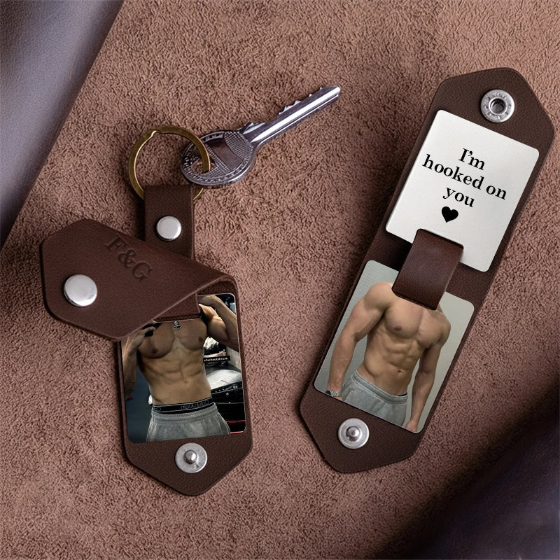 Personalized Leather Photo Keychain for Her