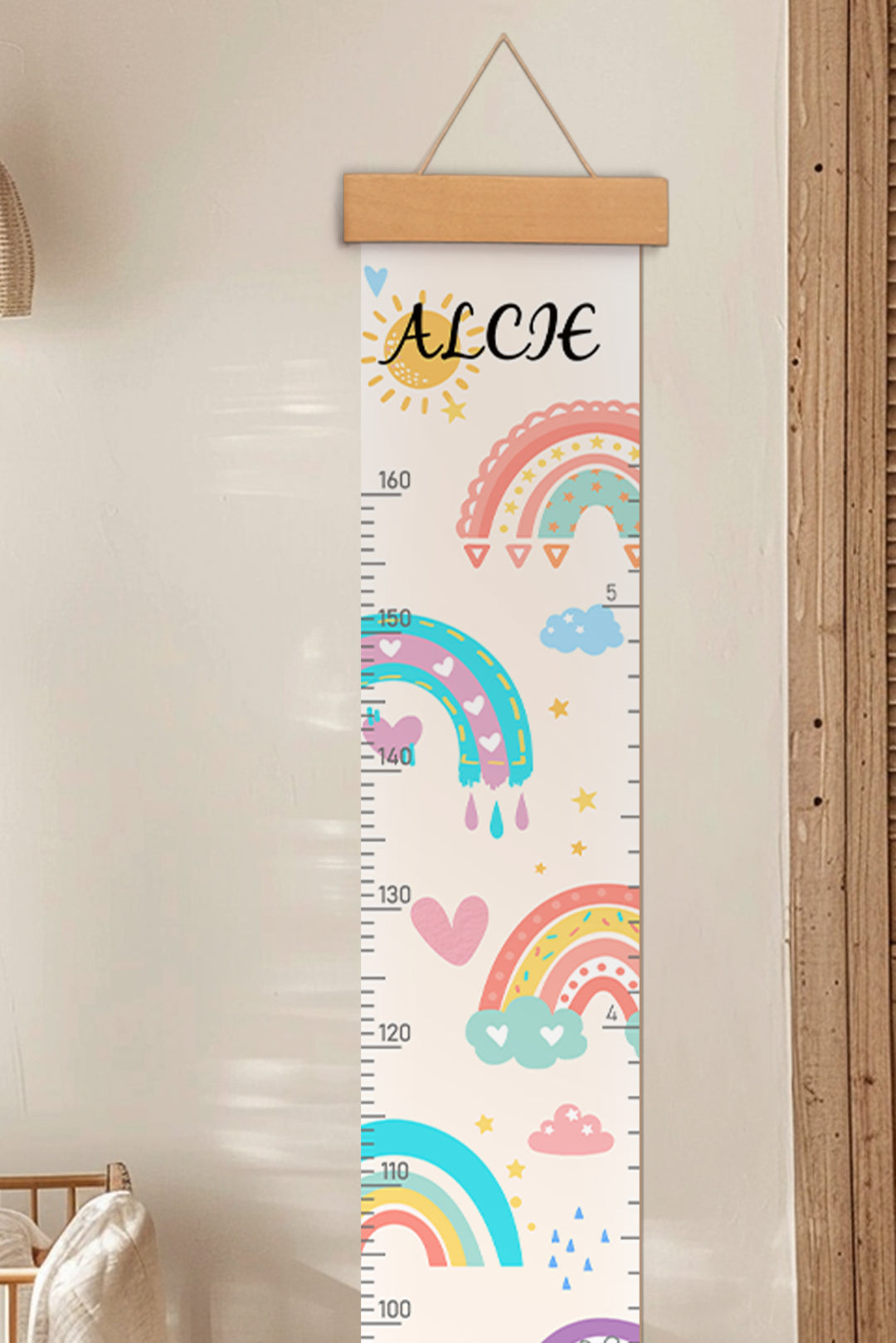 Personalized Rainbow Hanging Canvas Height Ruler