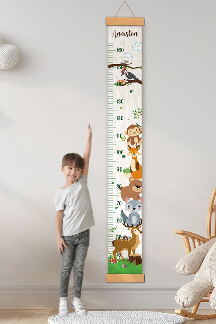 Personalized Animal Theme Hanging Canvas Height Ruler