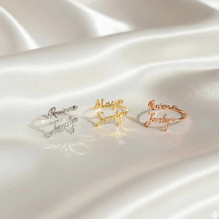 Anel de coração vazado com nome gravado personalizado – Presente personalizado para casais