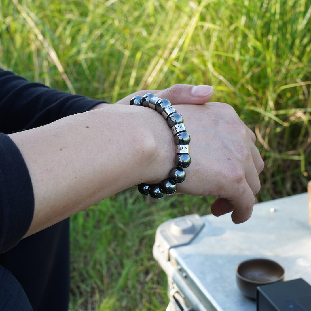 Personalized Men's Beaded Natural Stone Braided Rope Bracelet