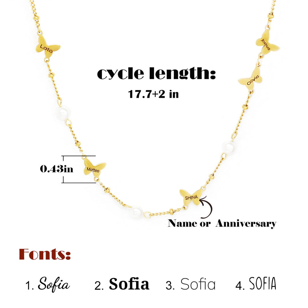 Personalized butterfly pearl name custom necklace