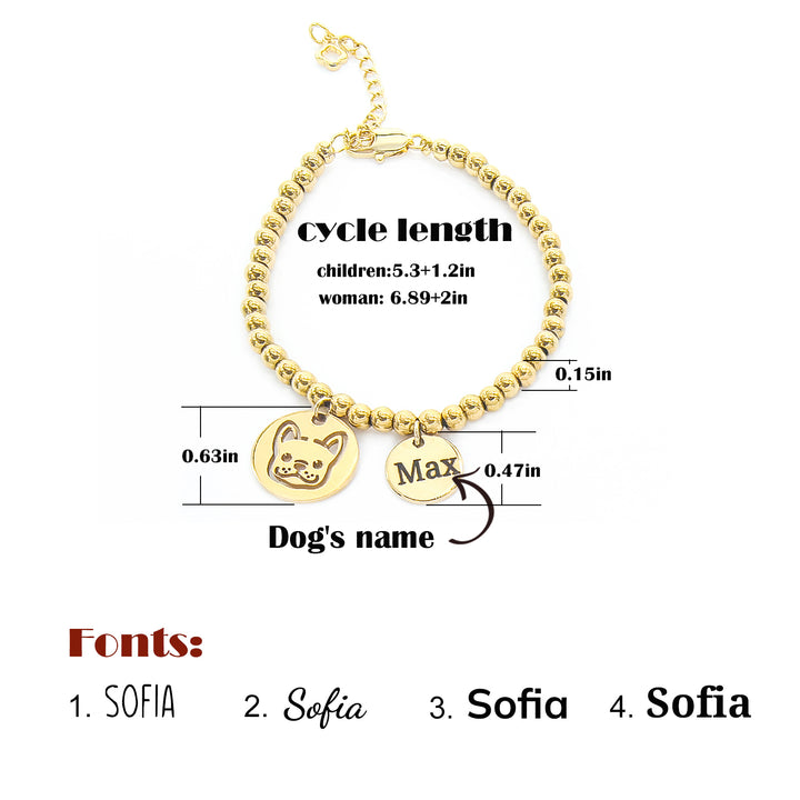 Personalized Dog Charm Bracelet Engravable Adjustable Bracelet