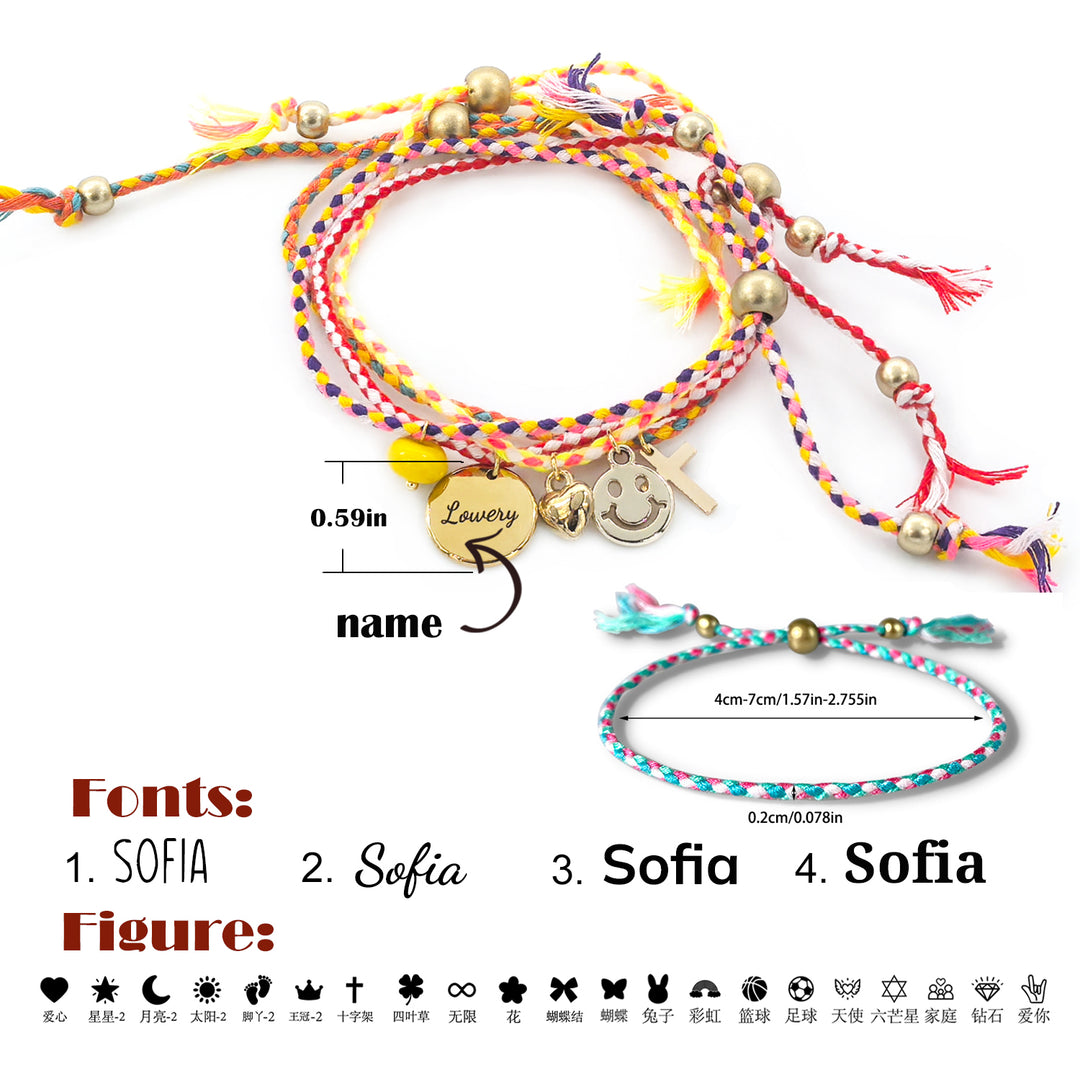 Personalized Bohemia Stacked Custom Hand Ropes Cotton Rope Bracelet