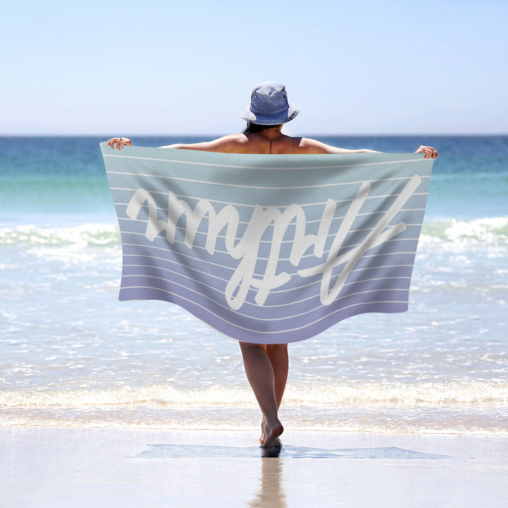 Personalized name quick-drying sand absorbent beach towel striped