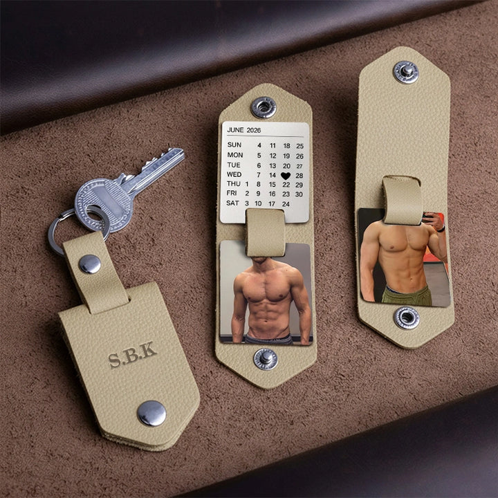 Personalized Leather Photo Keychain for Her