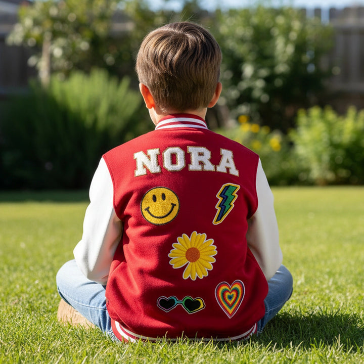 Personalized Kids Patch Baseball Jacket – Custom Varsity Style for Boys & Girls