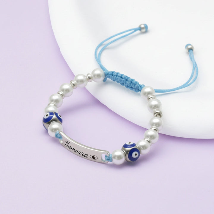 Personalized Evil Eye Baby Bracelet – Custom Handwoven Birth Keepsake for Newborns & Infants