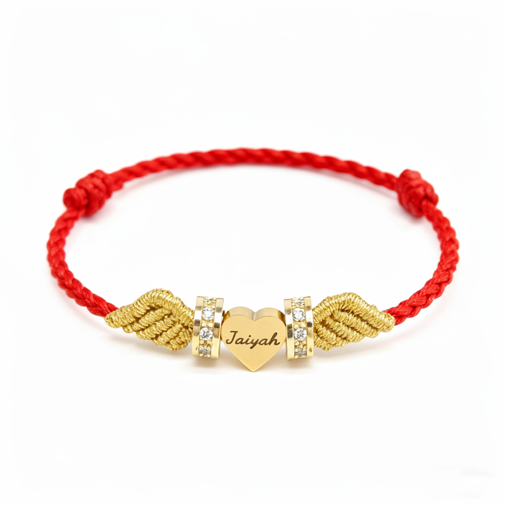 Personalized Angel Wing Parent-Child Bracelet – Custom Handwoven Birth Keepsake