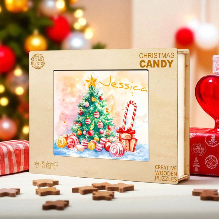 Personalized Christmas Name Puzzle – Holiday Wooden Puzzle Gift for Kids