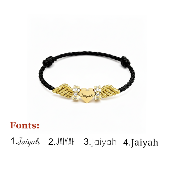 Personalized Angel Wing Parent-Child Bracelet – Custom Handwoven Birth Keepsake