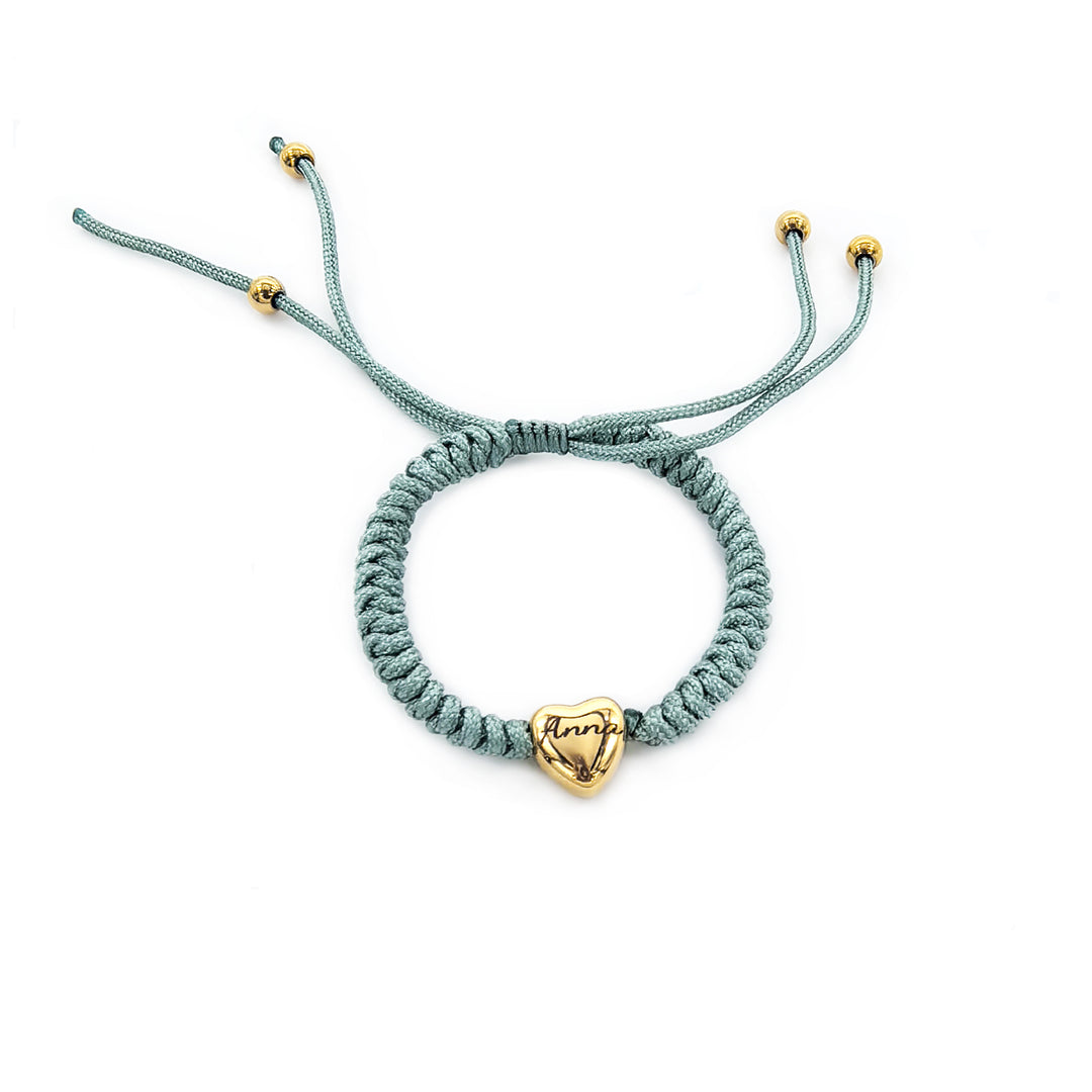 Personalized Braided Heart Name Bracelet – Custom Handmade Jewelry Gift for Her
