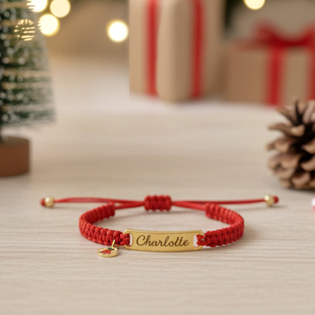 Christmas Baby Braided Cord Custom Bracelet (Parent-Child Edition) – A Sweet Holiday Keepsake