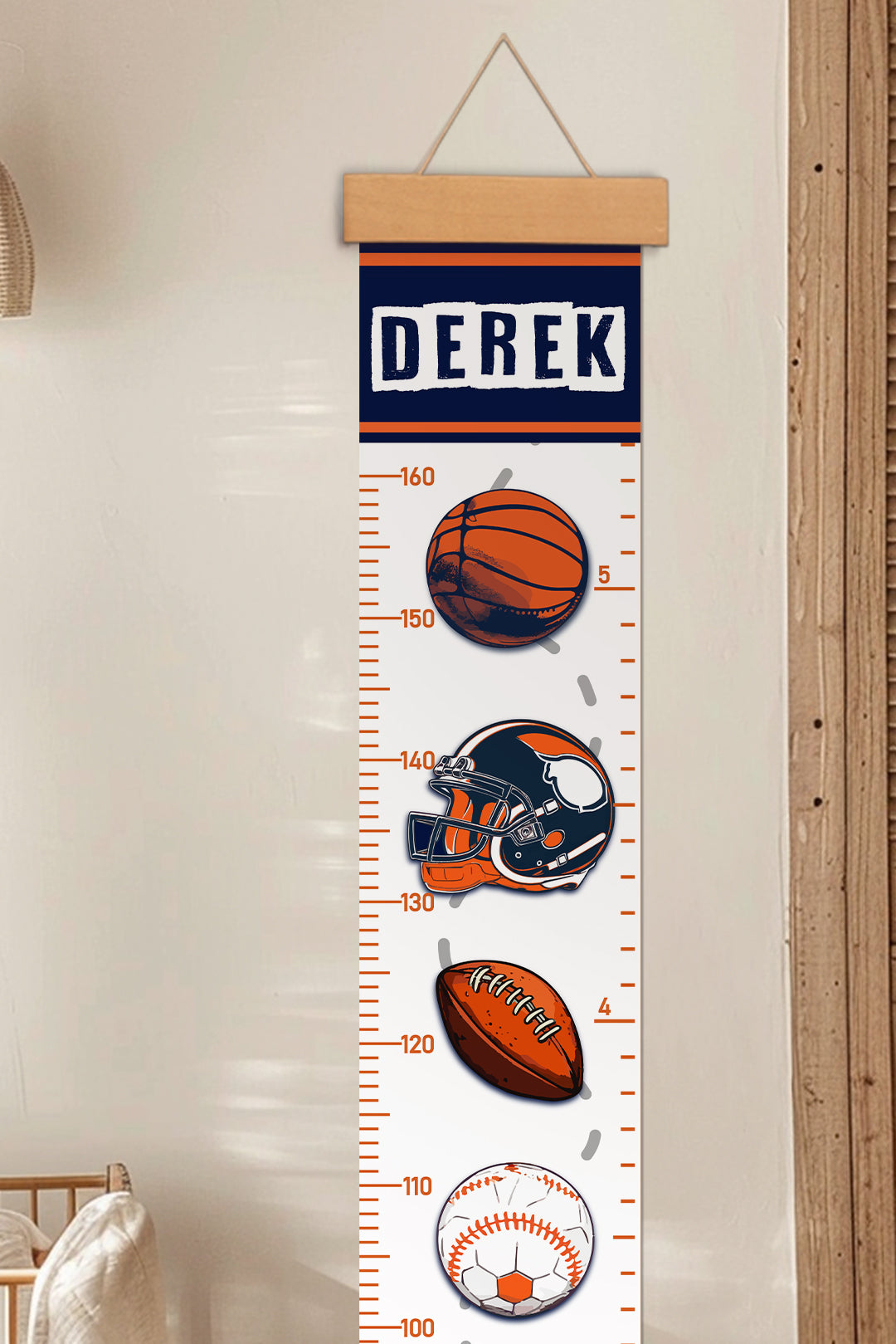 Sports Theme Ruler Personalized Sports Theme Hanging Canvas Height Ruler – nameingift