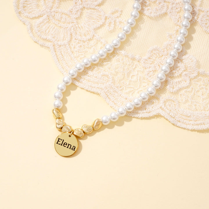 Personalized Girl's Name Charm Pearl Necklace