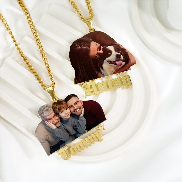 Personalized Color Photo and Name Locket Necklace