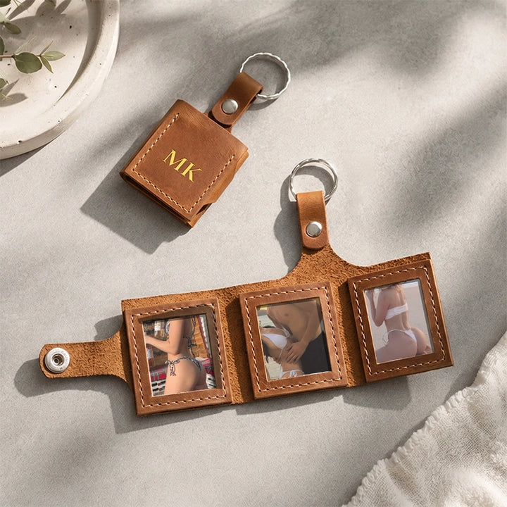 The "For Your Eyes Only" Secret Photo Leather Keychain