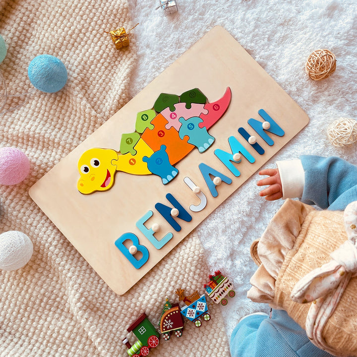 Personalized Wooden Animals Name Puzzle Stacking Puzzle