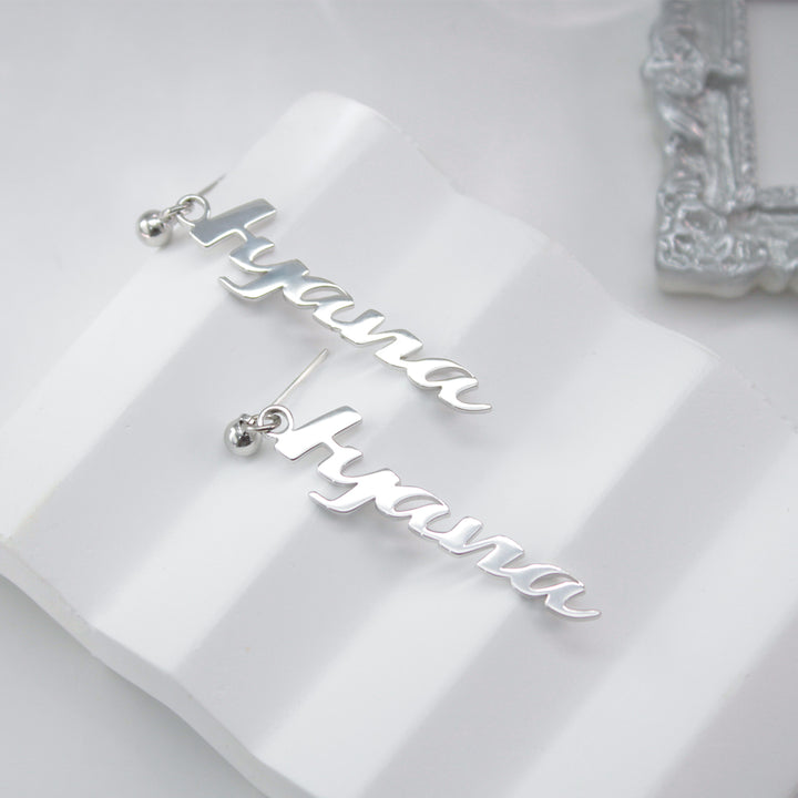 Custom Letter Zircon Earrings – 48MM Lightweight Design in Gold, Rose Gold & Silver