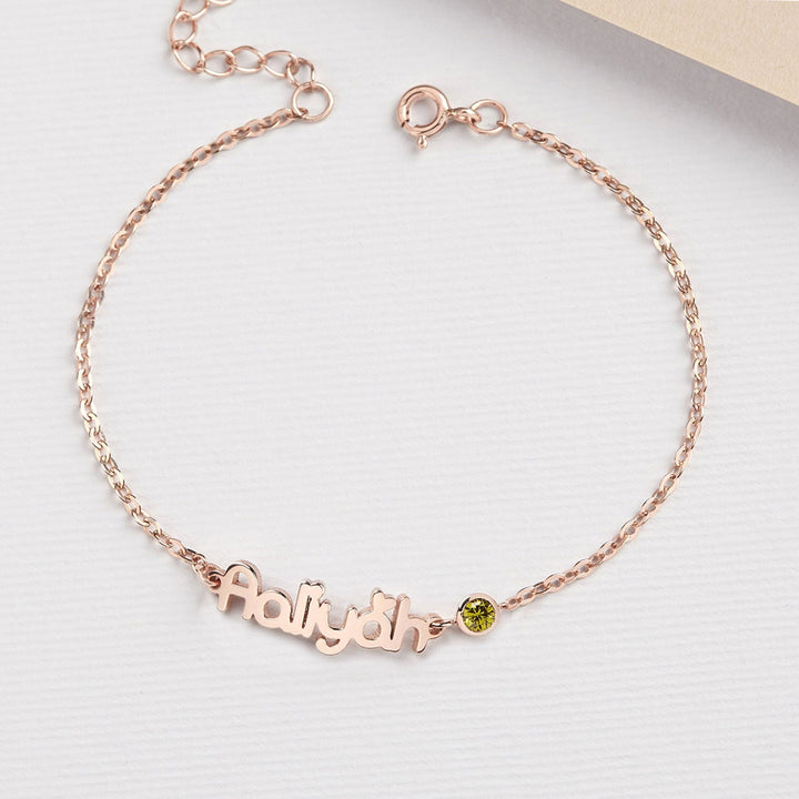 Personalized Baby Name Bracelet With Birthstone